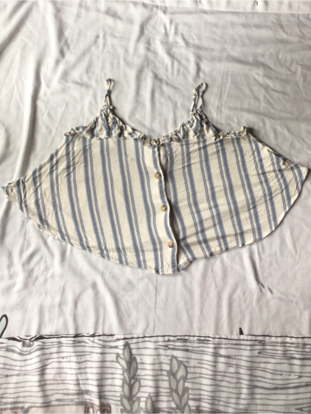 Cloud Chaser Cream and Light Blue Striped Button-Front Tank
